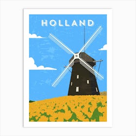 Amsterdam, Netherlands/Holland — Retro travel minimalist poster, retro travel art, retro travel wall art, vector art 2 Art Print