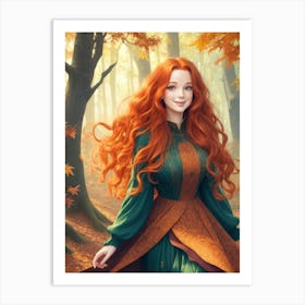 Redhead Girl Art Print