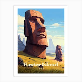 Easter Island Chile Statues Travel Art Art Print