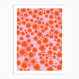 Daisy Garden | 03 - Orange And Pink Art Print