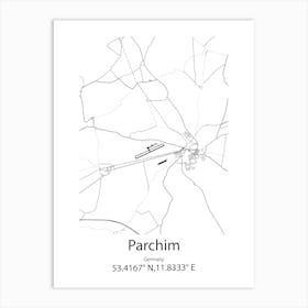 Parchim,Germany Minimalist Map Art Print