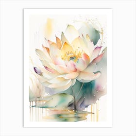 Lotus Flower Bouquet Storybook Watercolour 5 Art Print