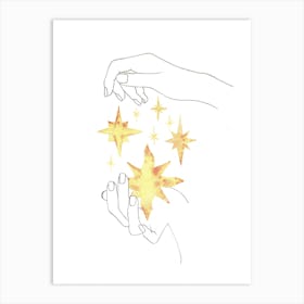 Starry Night, stars in the hands Art Print