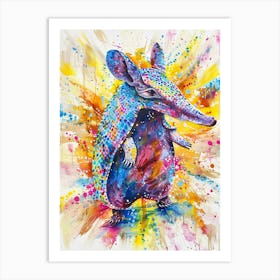 Armadillo Colourful Watercolour 4 Art Print