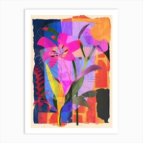 Cyclamen 2 Neon Flower Collage Art Print