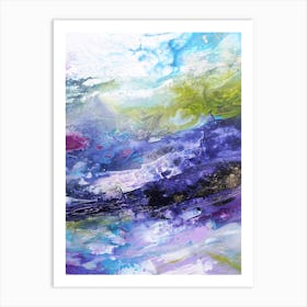 Blue And Green Mountain Abstract Art Print