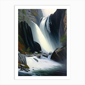 Skjervsfossen, Norway Peaceful Oil Art  (1) Art Print