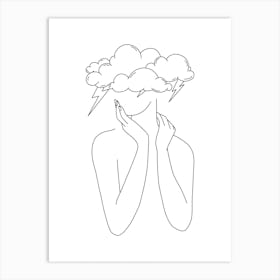 Woman Storm Line art Art Print