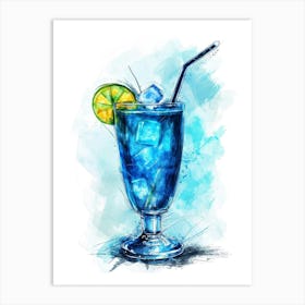 Blue Lagoon Watercolour  1 Art Print