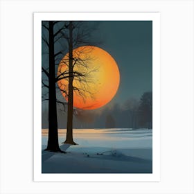 Sunset In The Snow Art Print