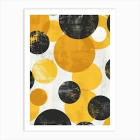 Yellow And Black Polka Dots Art Print