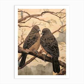 Art Nouveau Birds Poster Pigeon 1 Art Print