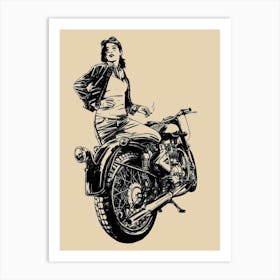 Girl Riding A Motorcycle Art Print