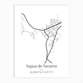 Sagua De Tanamo,Cuba Minimalist Map Art Print