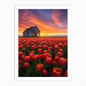 Sunset Over Tulips 2 Art Print