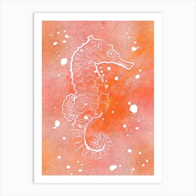 Orange Seahorse Art Print