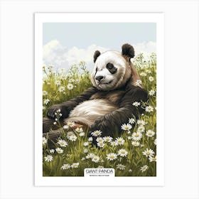 Giant Panda Resting In A Field Of Daisies Poster 3 Art Print