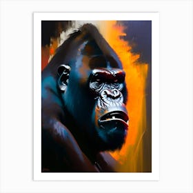 Angry Gorilla Gorillas Bright Neon 1 Art Print