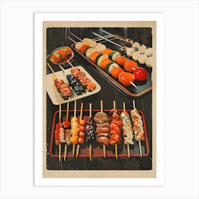 Yakitori & Yakiniku Japanese Grill Mid Century Modern Art Print
