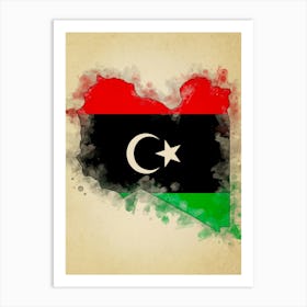 Libya Flag Vintage Art Print