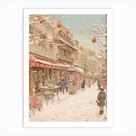 Vintage Winter Illustration Tokyo Japan 1 Art Print