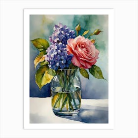 Hydrangeas In A Vase Art Print