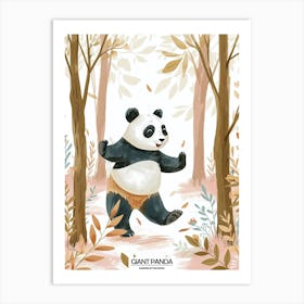 Giant Panda Dancing In The Woods Poster 3 Art Print