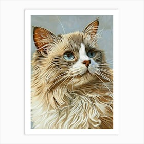 Ragdoll Cat Relief Illustration 3 Art Print