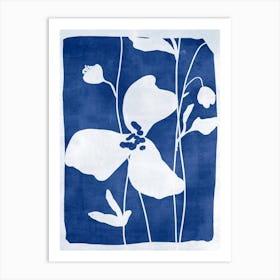 Abstract Minimal Flowers 4 Blue Art Print
