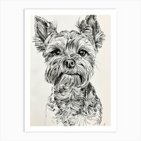 Yorkshire Terrier Dog Line Sketch 1 Art Print