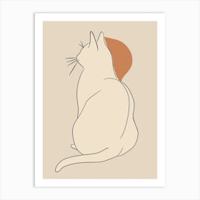 Cat Sitting - Boho, Line Art 5 Art Print