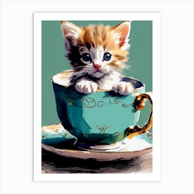 Kitten In A Teacup Art Print