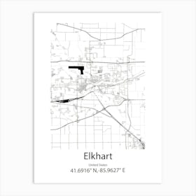 Elkhart,United States Minimalist Map 1 Art Print