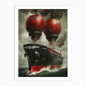 Ship With Hot Air Balloons Art Print