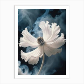 White Flower With Smoke Art Print