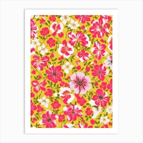 Morning Glory Floral Print Retro Pattern 2 Flower Art Print