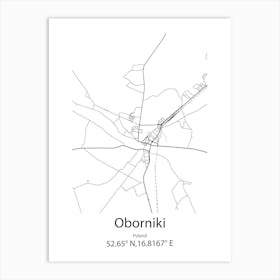 Oborniki Slaskie,Poland Minimalist Map Art Print