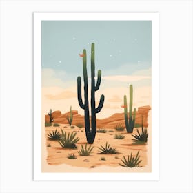 Desert Cactus Landscape Illustration 7 Art Print