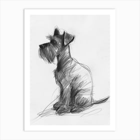 Minature Schnauzer Dog Charcoal Line 1 Art Print