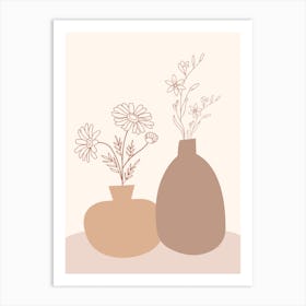 Two Vases With Flowers Art Print