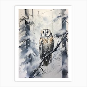 Winter Watercolour Owl 2 Art Print