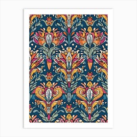 Radiant Petals London Fabrics Floral Pattern 3 Art Print