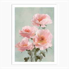 Roses Flowers Acrylic Painting In Pastel Colours 2 Art Print