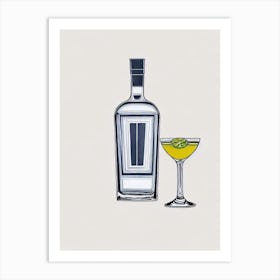 Gin And Tonic Picasso Line Drawing Cocktail Poster Art Print