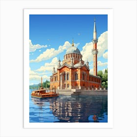 Ortaky Mosque Pixel Art 7 Art Print