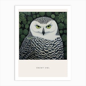 Ohara Koson Inspired Bird Painting Snowy Owl 2 Poster Art Print