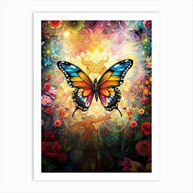 Butterfly And Flowers 5 Art Print