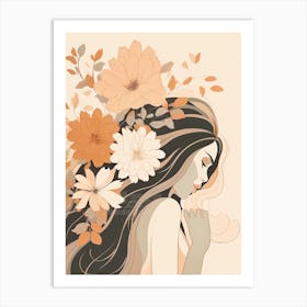 Bloom Body Woman Neutral Colours Boho Style 12 Art Print