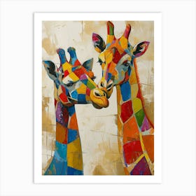 Geometric Colourful Giraffes 2 Art Print