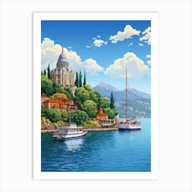 Bosphorus Cruise Prince Islands Pixel Art 8 Art Print